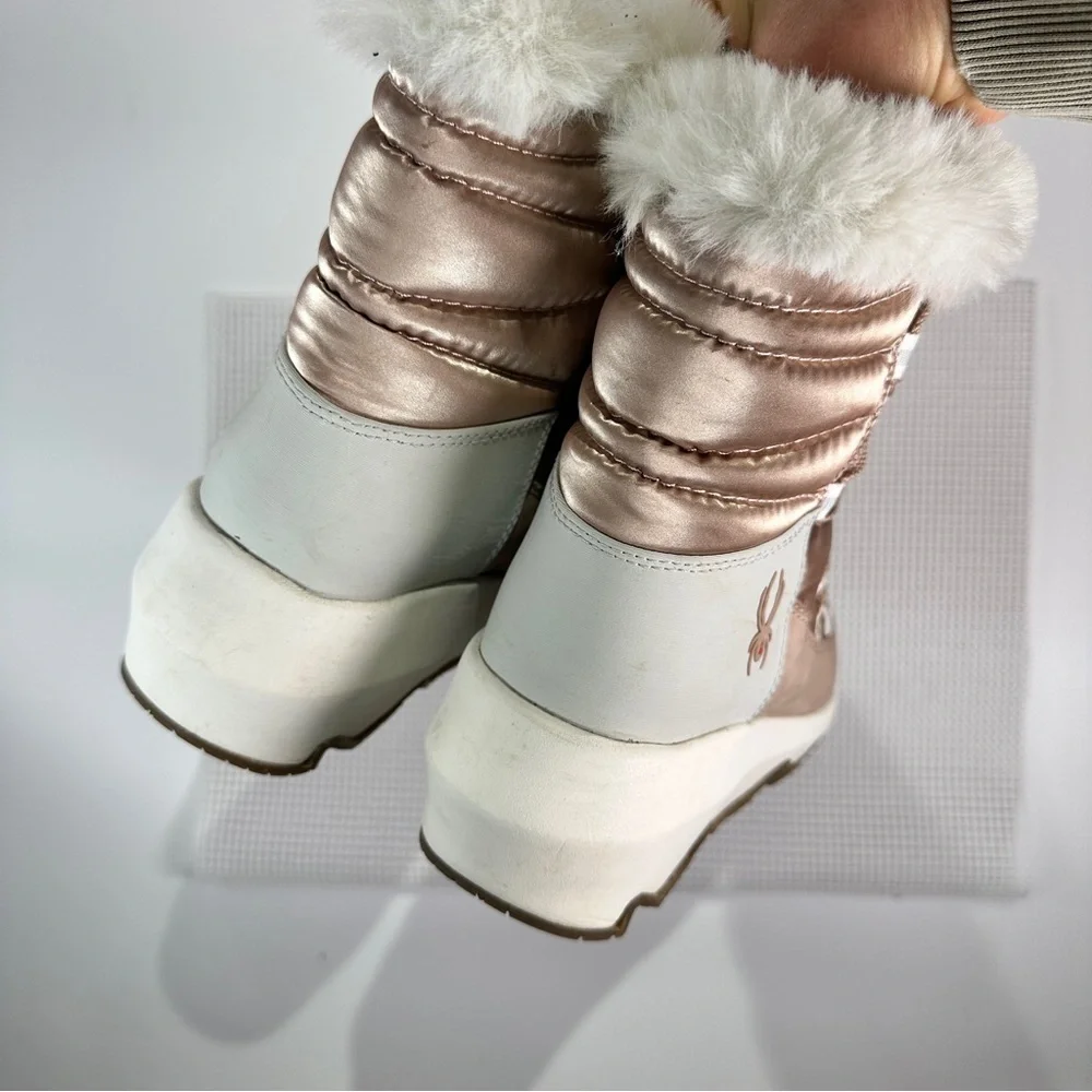 Spyder Women’s Après Ski Boots Faux Fur Lace Up Winter Pink 8.5